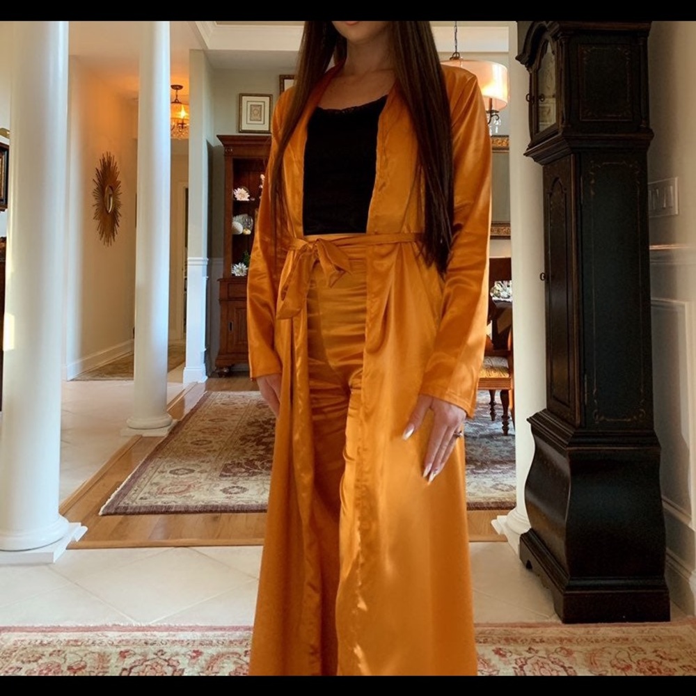 Orange Satin Outfit LIKE NEW